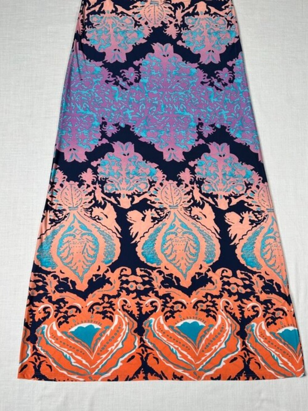 Weekend‎ Juniors Bodycon Maxi Dress Large Long Sleeve Boho Print Colorful Resort - Picture 6 of 10